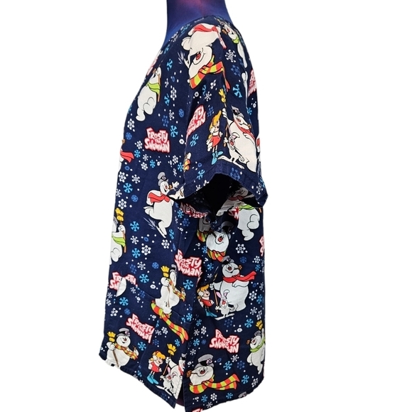 Frosty the Snowman Short Sleeve Medical‎ Scrub Top Size 2X Unisex - Picture 3 of 7